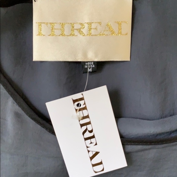 NWT THREAD silky elastic waist work part designer dress bow tie bat wing sleeves - Picture 10 of 14